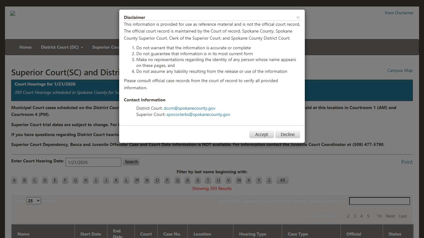 Spokane County Court Viewer